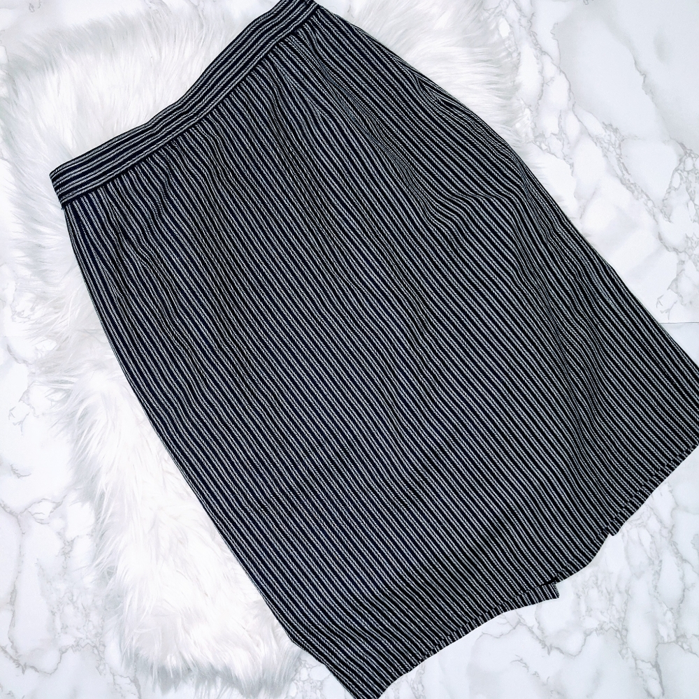 Vintage Valentino Navy Striped Pencil Skirt Size 8